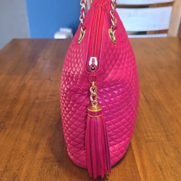 Bally Hot Pink Quilted Leather Shoulder Bag with Gold Chain - Picture 5 of 16